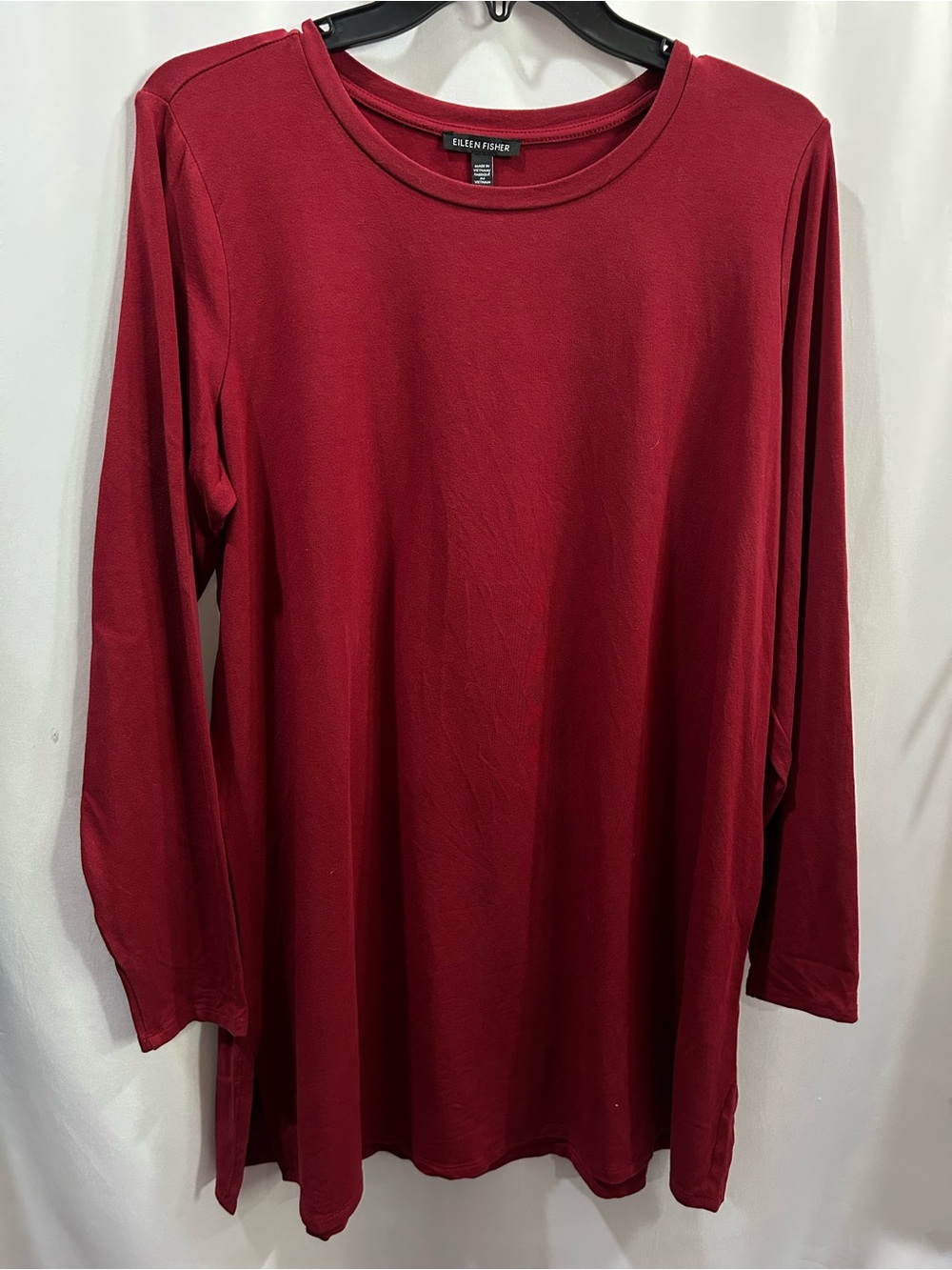 Eileen Fisher Lagenlook Tunic Top - Cranberry red EUC claret